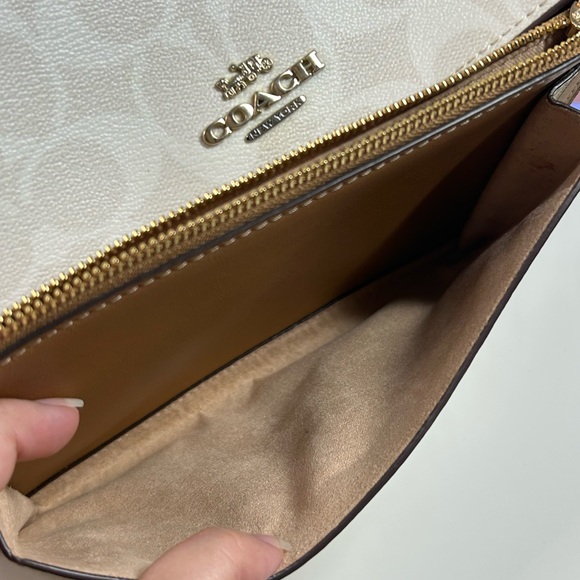 Coach Signature White and Tan Crossbody Bag - Picture 11 of 13